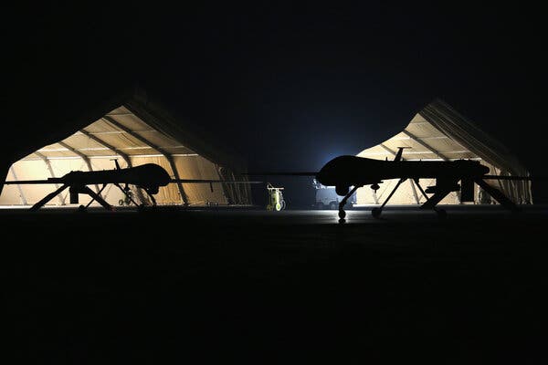 Air Force drones at a base in the Gulf region in 2016.