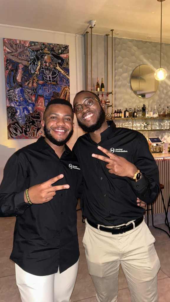 Hector Wilhem and Gil Sander Joseph mark the fifth anniversary of the Hector Foundation in New York in December 2024 with a big smile. Photo courtesy of Hector and Joseph.