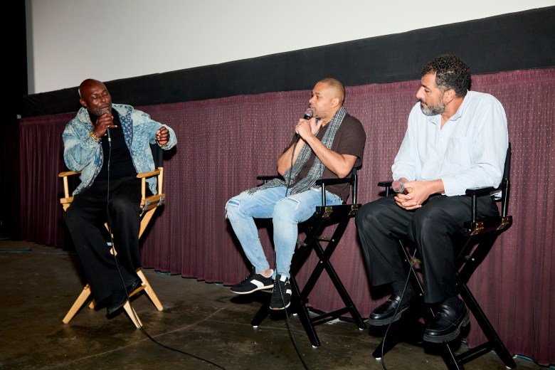 Director Alain Martin speaks during a post-screening Q&A moderated by Jimmy Jean-Louis following the Los Angeles theatrical debut of “The Forgotten Occupation: Jim Crow Goes to Haiti” at Lumiere Cinema in Beverly Hills on Jan. 10. The documentary blends personal family history with an examination of the U.S. occupation of Haiti from 1915 to 1934. Photo courtesy of David S. Coy II