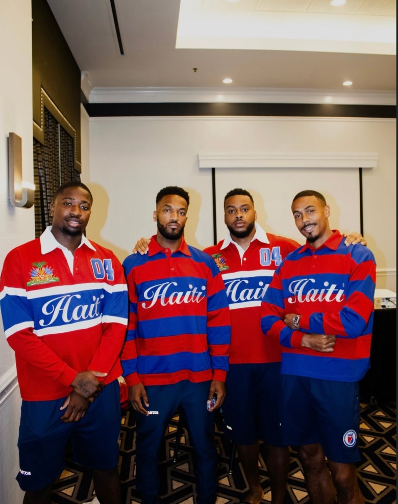  Members of the Haiti national football team wearing Gade Vedette clothing. Courtesy of Gandhi LaBelle