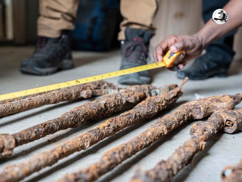 The nine antique rifles discovered in a pit in the courtyard of a church in Grande-Rivière-du-Nord, Haiti's Nord Department, were presented by the National Bureau of Ethnology (BNE) on Thursday, July 16, 2026. Photo via the BNE's Facebook page