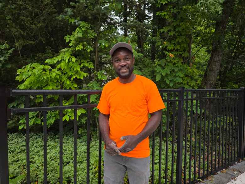 Chedner Vaillant smiling after a hard day’s work in Columbus, Ohio, on Wednesday, August 12, 2026. Photo by Rupal R. Shah for The Haitian Times